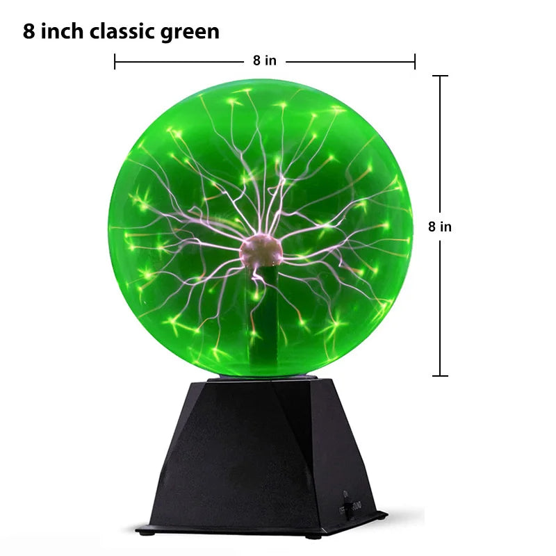 8 Inch Magic Plasma Ball Lamp Touch Glass LED Night Light Atmosphere Lights Christmas Party Bedroom Decor Kids Birthday Gift Toy